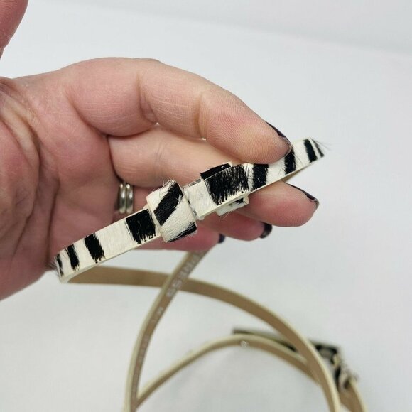 Express Womens Size M/L Adjustable Waist Belt with Hook Closure Dyed Calf Hair - Picture 4 of 6